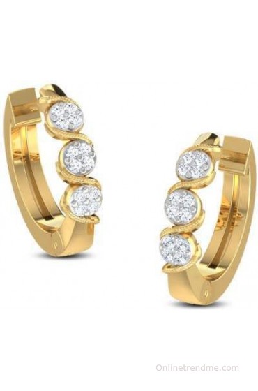 CaratLane S' Cluster s 18 K Diamond Gold Huggie Earring